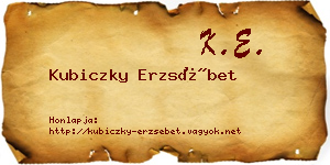 Kubiczky Erzsébet névjegykártya